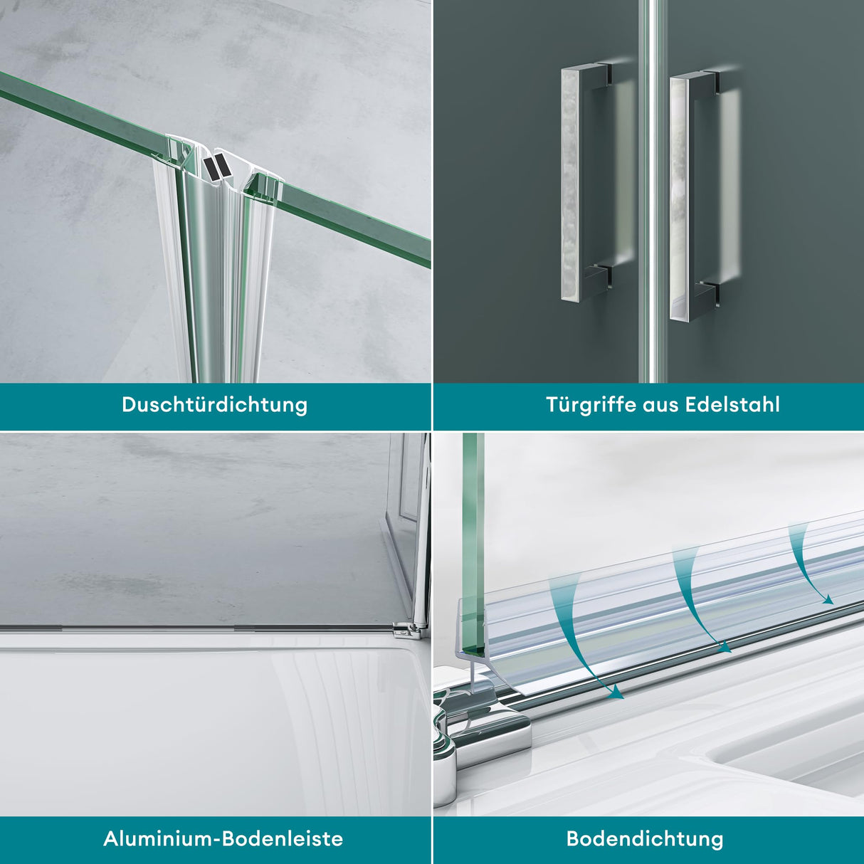 Porte de douche Glasvilla, porte de niche, cabine de douche, porte battante 180°, porte double, revêtement nano ESG 6 mm, verre clair/satiné, rayé/entièrement satiné avec mécanisme de levage et d'abaissement, Teramo24VS