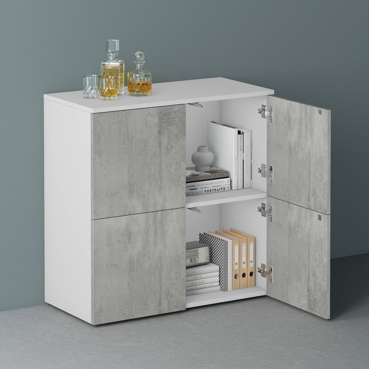 Commode de rangement à 4 portes, buffet, meuble polyvalent, meuble de rangement Glasvilla Schrank04