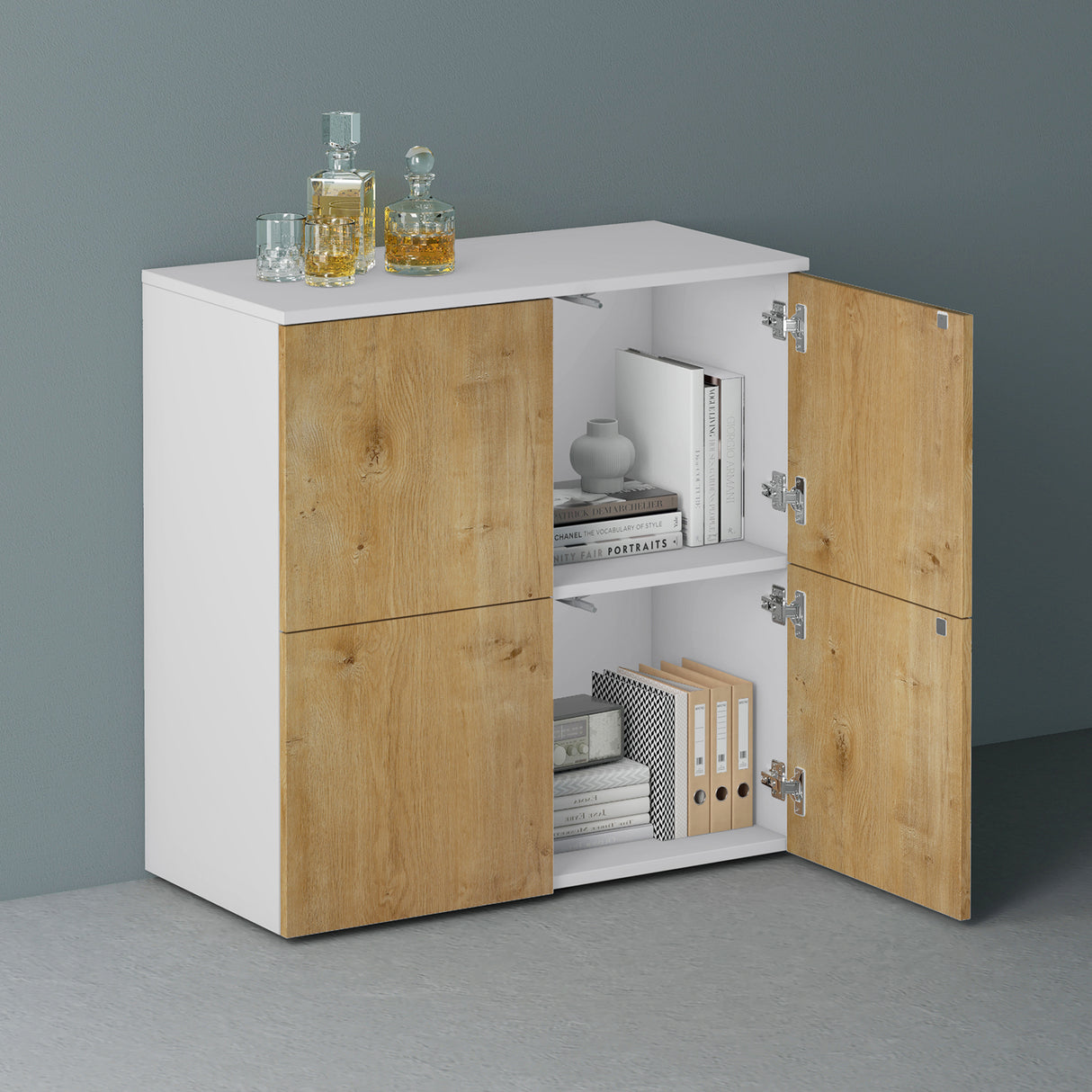 Commode de rangement à 4 portes, buffet, meuble polyvalent, meuble de rangement Glasvilla Schrank04