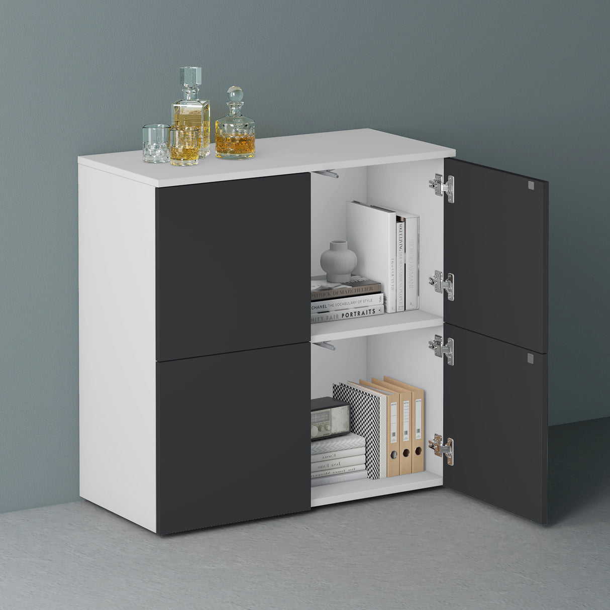 Commode de rangement à 4 portes, buffet, meuble polyvalent, meuble de rangement Glasvilla Schrank04