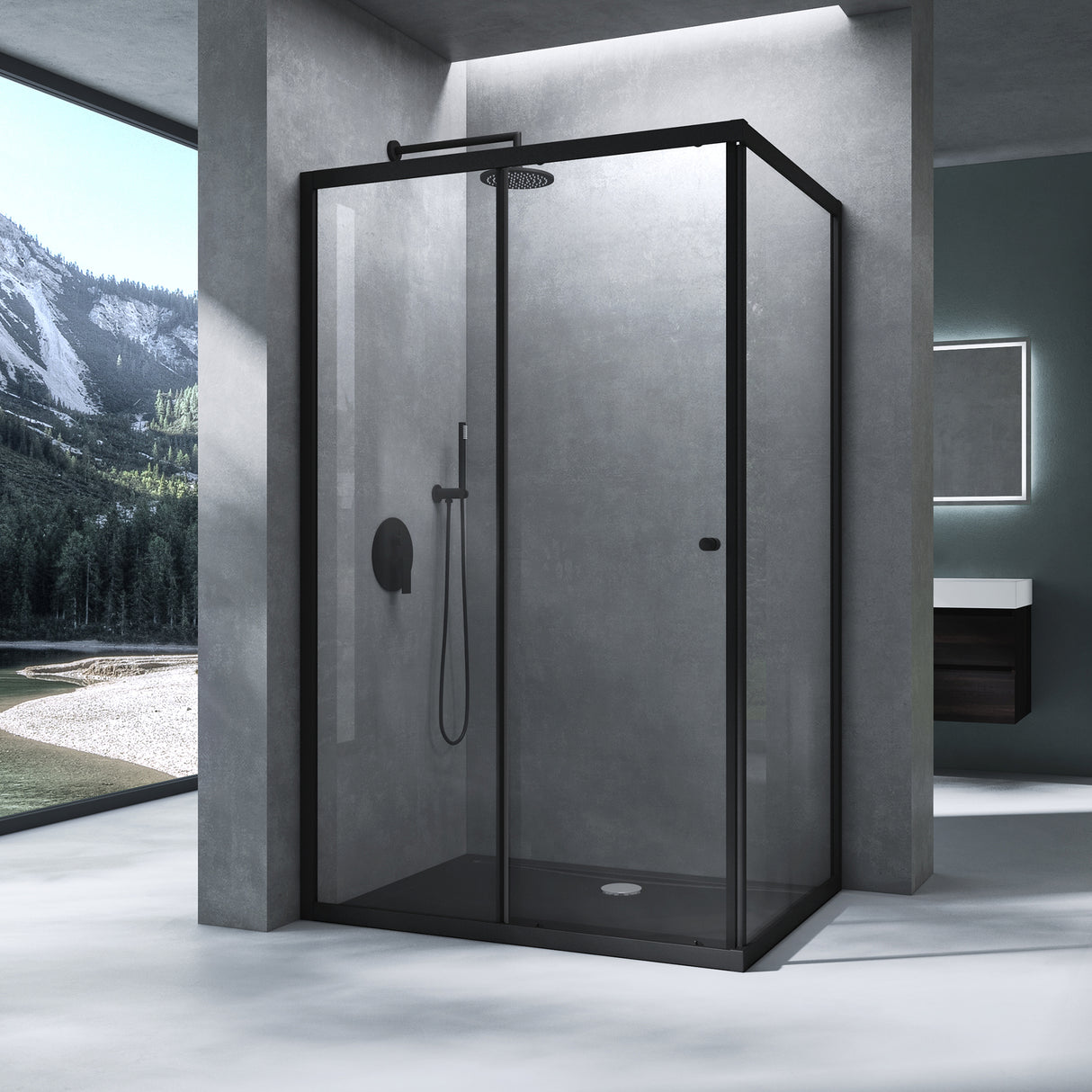 Cabine de douche Glasvilla, paroi de douche d'angle en verre de sécurité avec porte coulissante NANO, 190 cm Ravenna16L-K