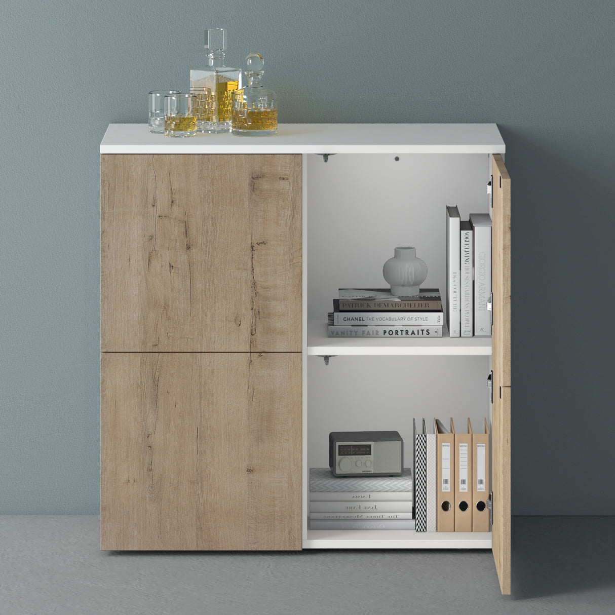 Commode de rangement à 4 portes, buffet, meuble polyvalent, meuble de rangement Glasvilla Schrank04