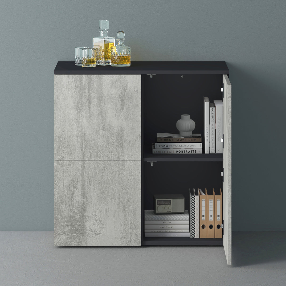 Commode de rangement à 4 portes, buffet, meuble polyvalent, meuble de rangement Glasvilla Schrank04