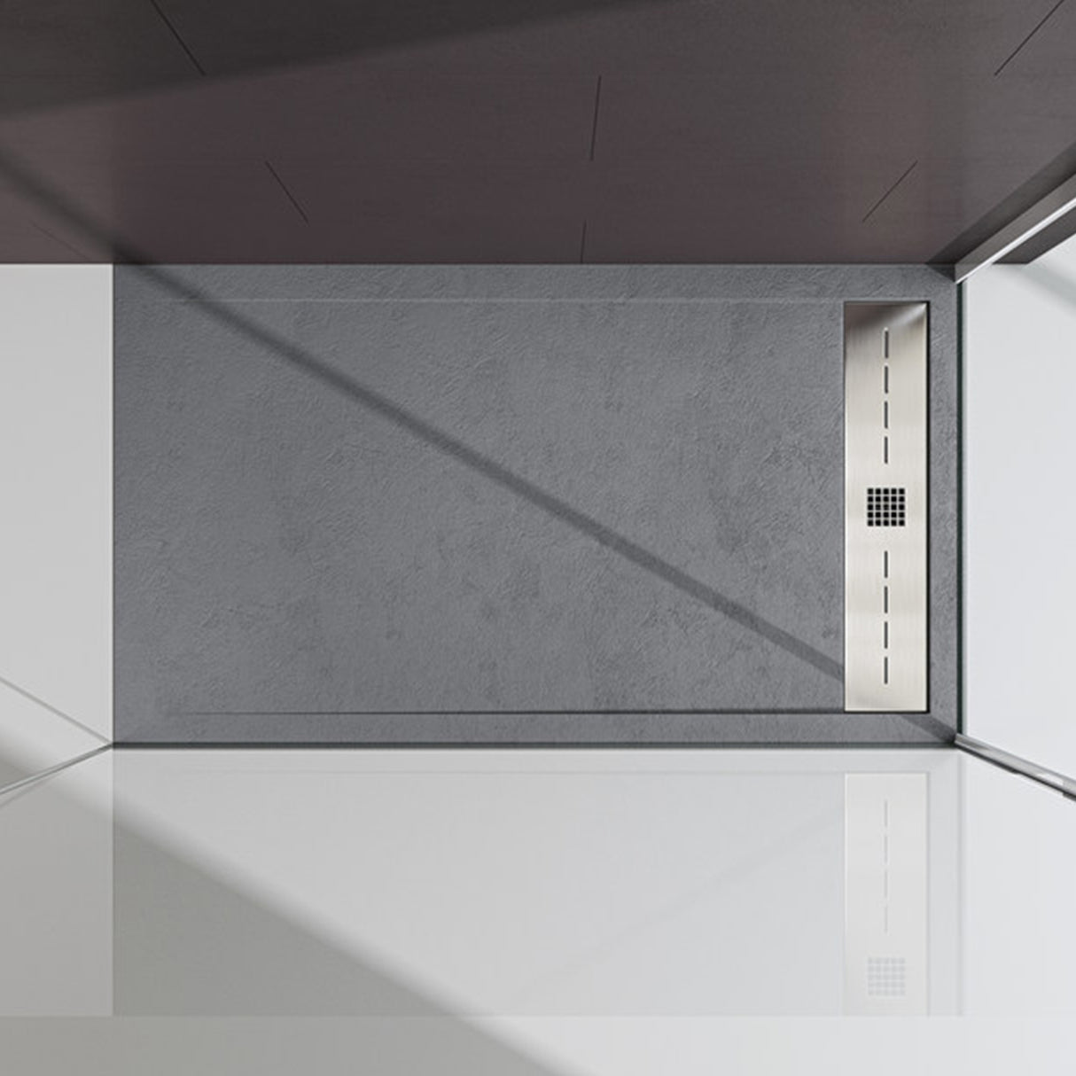 glasvilla Piatto Doccia in Pietra Artificiale Piatto Doccia per Box Doccia Forma: Rettangolare, Grigio Cemento Corvus