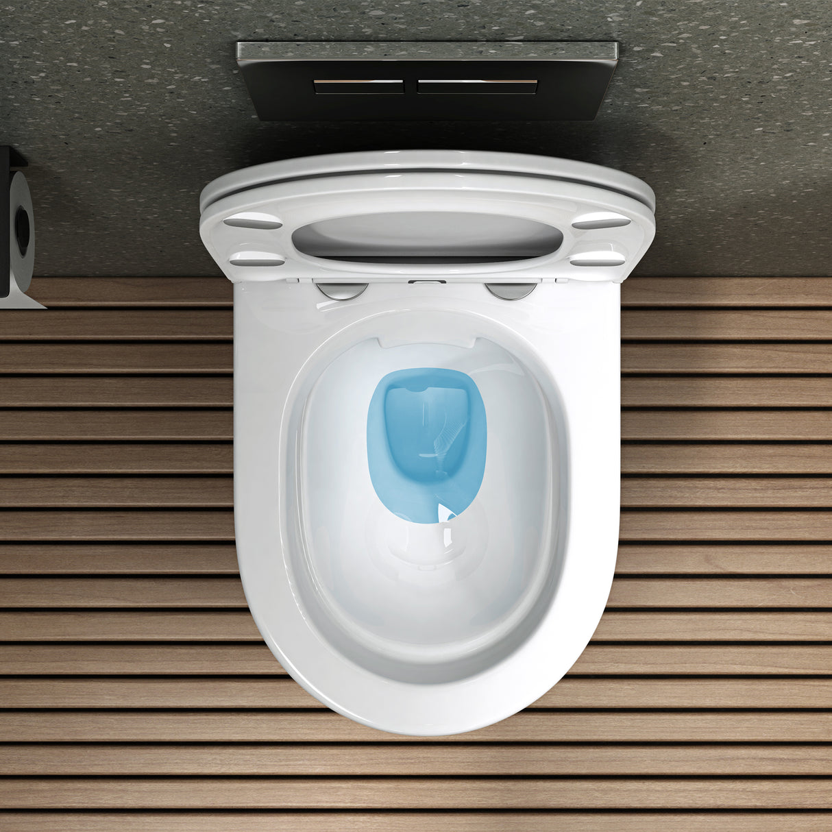 Glasvilla Design Inodoro Suspendido Negro Sin Borde Aachen179 – WC con Asiento Soft-Close