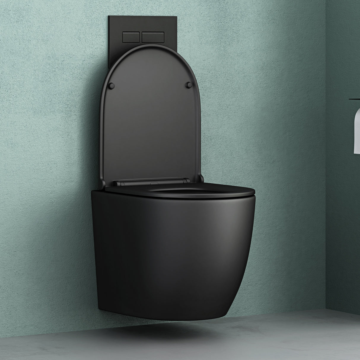 glasvilla Wand WC spülrandlos Schwarz Hänge WC spülrandlos Toilette WC mit Sitz Softclose