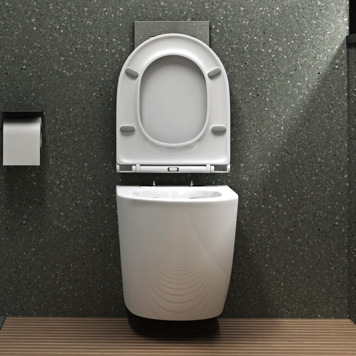 glasvilla Wand WC spülrandlos Schwarz Hänge WC spülrandlos Toilette WC mit Sitz Softclose