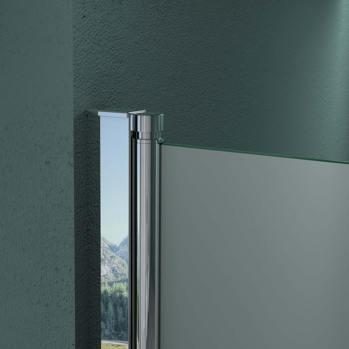 Porte de douche Glasvilla, porte de niche, cabine de douche, porte battante 180°, porte double, revêtement nano ESG 6 mm, verre clair/satiné, rayé/entièrement satiné avec mécanisme de levage et d'abaissement, Teramo24VS