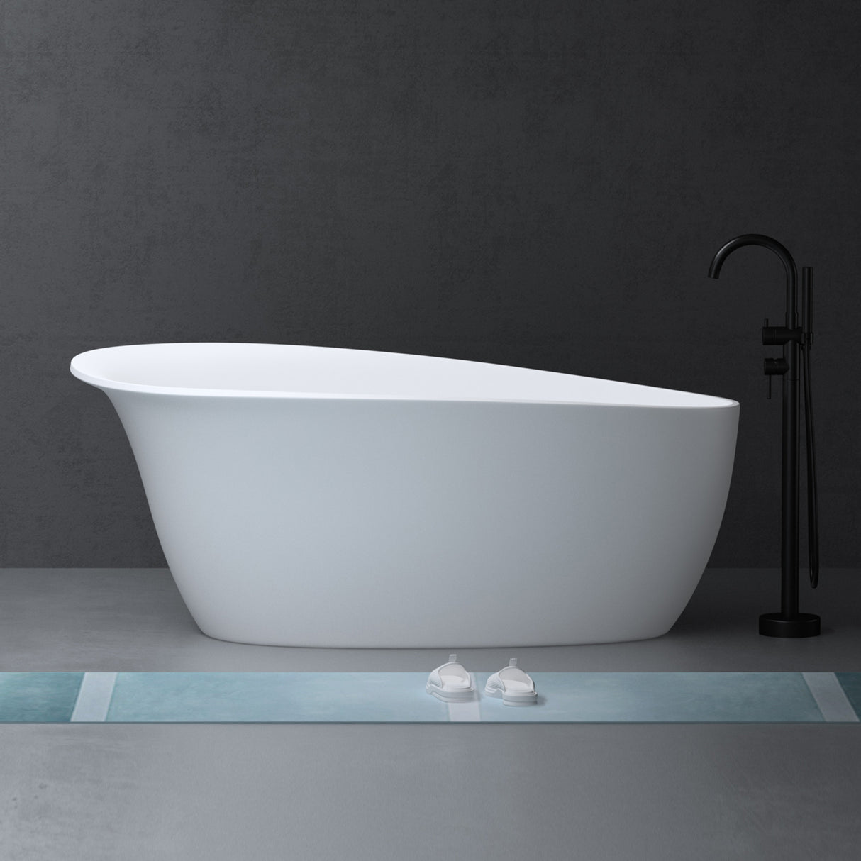 glasvilla Bañera independiente Blanco mate de mineral fundido Bañera de pie incl. sellado Nano