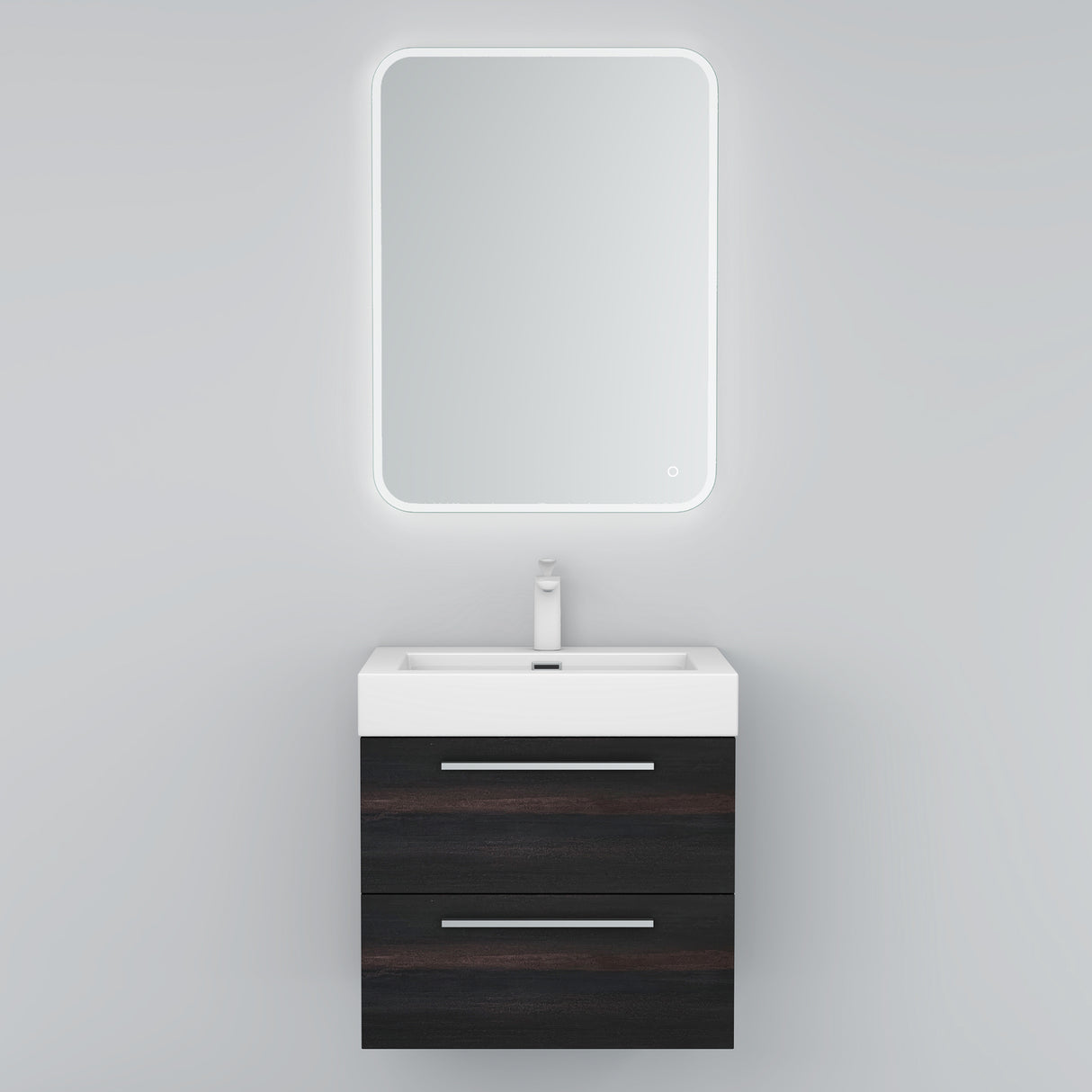 glasvilla Mobile Bagno Sospeso con Lavabo da Marmo Fuso Mobiletto per Bagno con Lavabo Quadratto