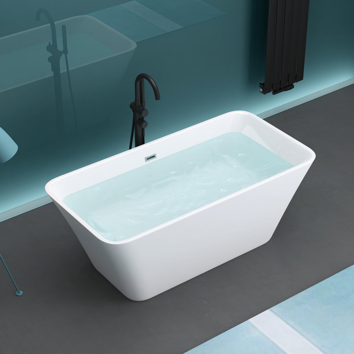 Baignoire îlot ovale en acrylique Glasvilla avec bonde escamotable, blanche, 170 x 75 x 58 cm, Vicenza519