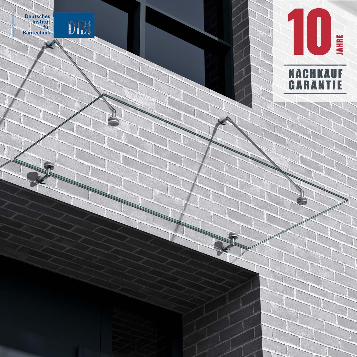 glasvilla Pensilina Tettoia per Porta Esterno, Tettoia Balcone Finestre Tendalino da Esterno con Staffe in Acciaio Inox, Copertura in Vetro per Zona d'ingresso VDG02K