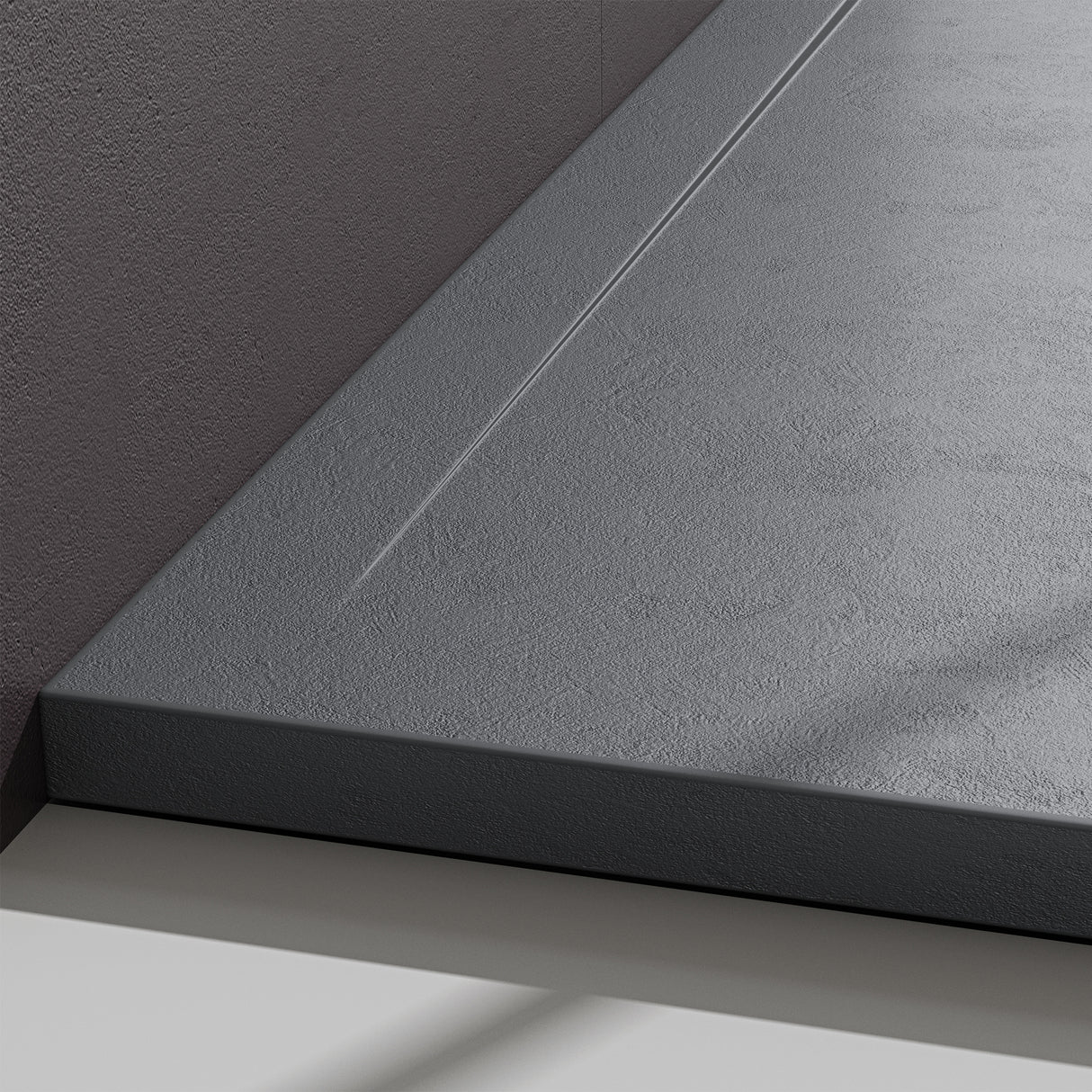 glasvilla Piatto Doccia in Pietra Artificiale Piatto Doccia per Box Doccia Forma: Rettangolare, Grigio Cemento Corvus