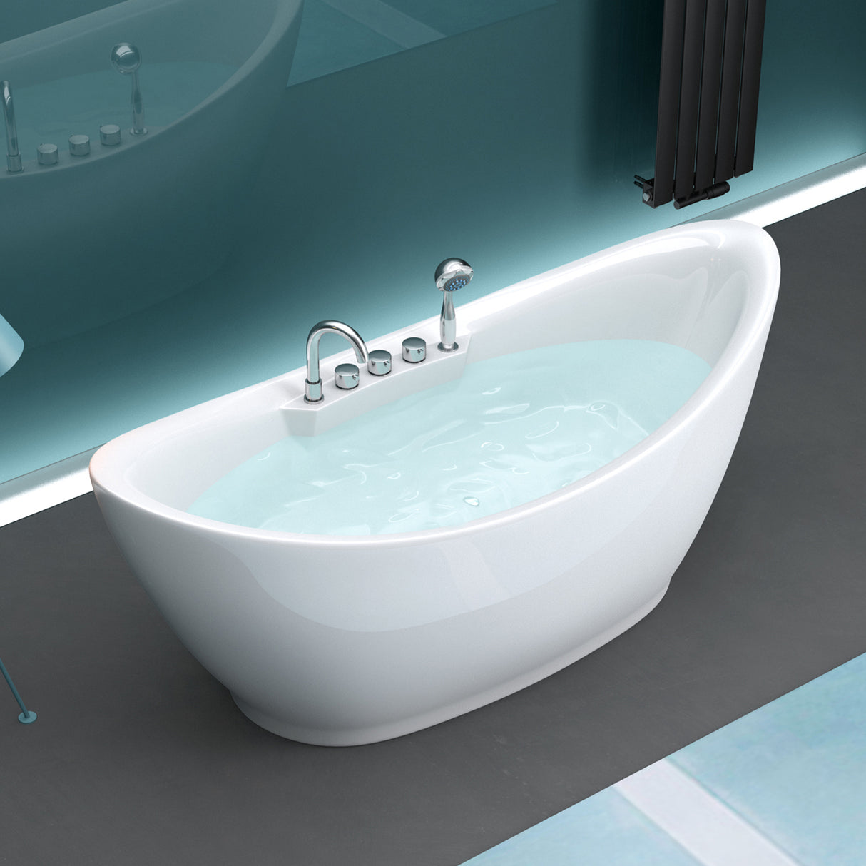 glasvilla Vasca da Bagno Freestanding in Acrilico con Rubinetto, Vasca da Bagno Indipendente