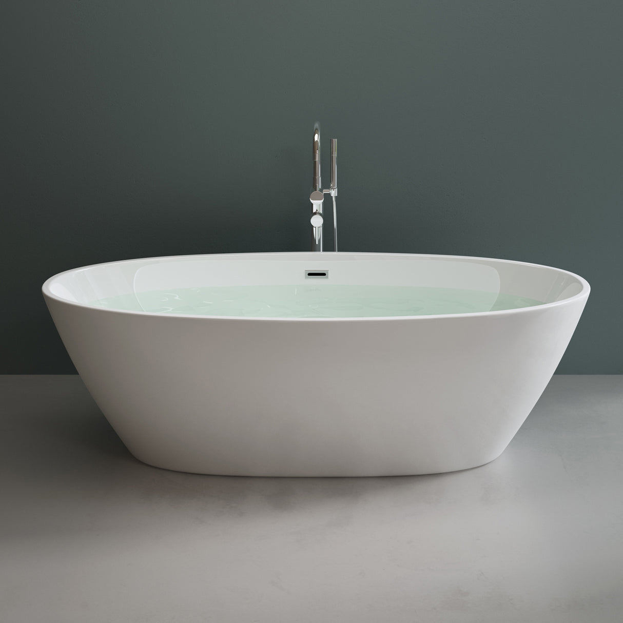 Baignoire îlot ovale en acrylique Glasvilla avec bonde escamotable, blanche, 170 x 75 x 58 cm, Vicenza519