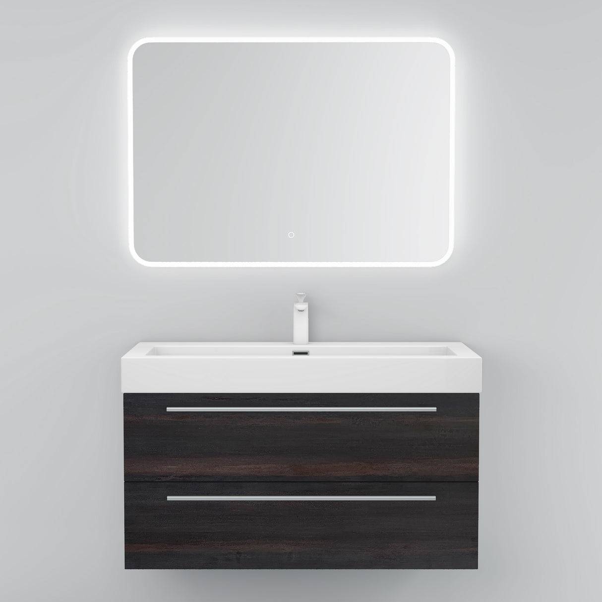 glasvilla Mobile Bagno Sospeso con Lavabo da Marmo Fuso Mobiletto per Bagno con Lavabo Quadratto