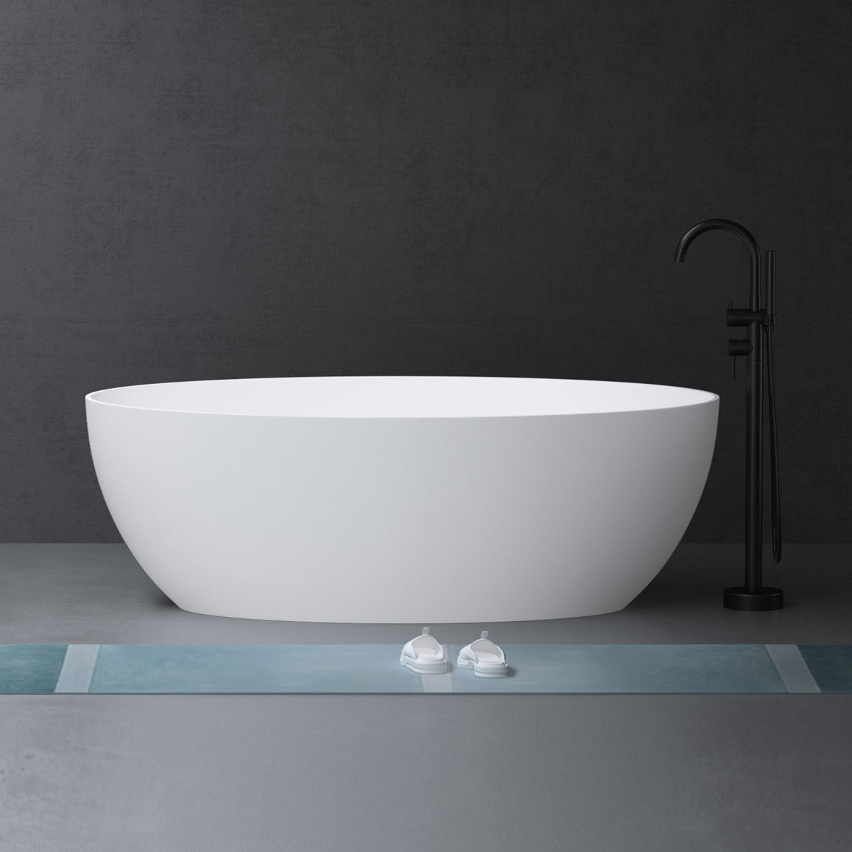 glasvilla Bañera independiente Blanco mate de mineral fundido Bañera de pie incl. sellado Nano