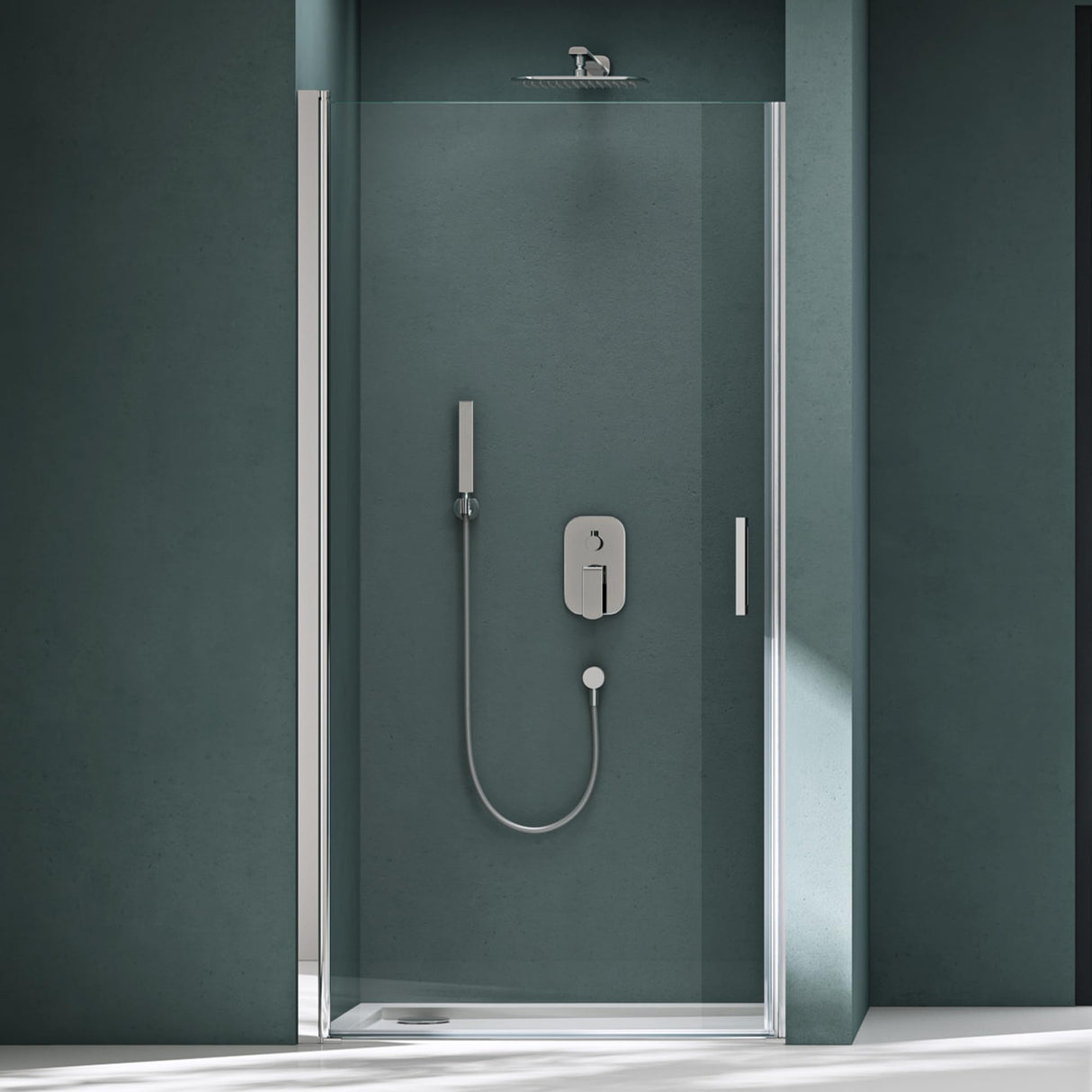 glasvilla Porta Doccia Nicchia in Vetro Trasparente o Strisce Satinato Cabina Doccia in Vetro di Sicurezza ESG Box Doccia con Meccanismo di Sollevamento e Abbassamento Teramo24K+MS D Neu