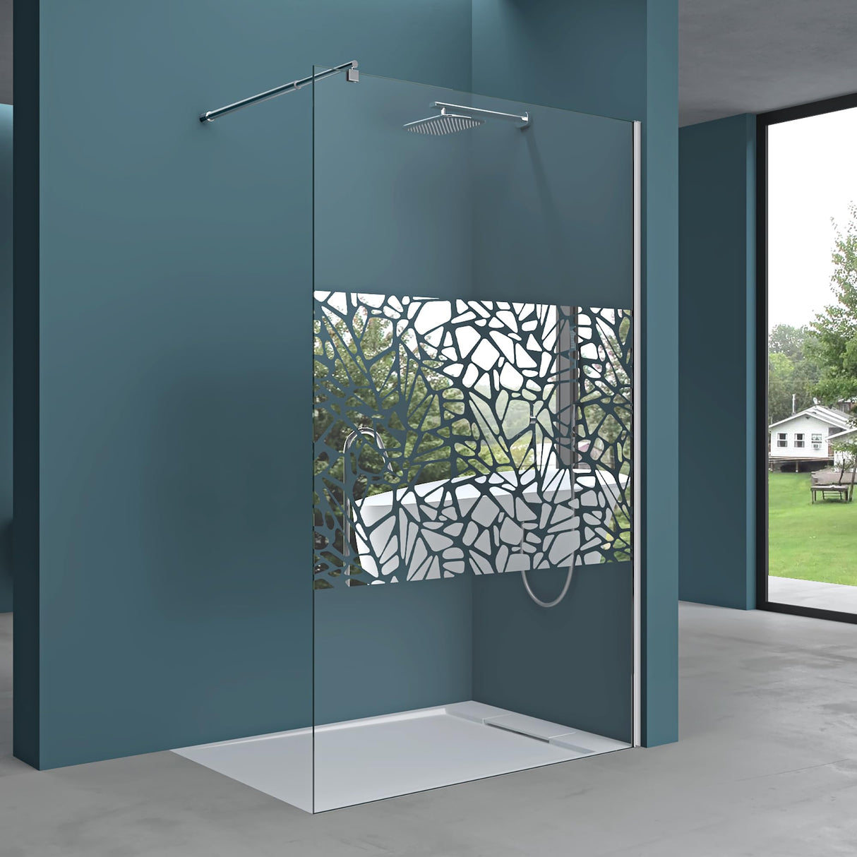 glasvilla Box Doccia Walk-In, Parete Doccia in Vetro 10mm ESG con Braccio di Sostegno e Rivestimento Nano Bremen2BL