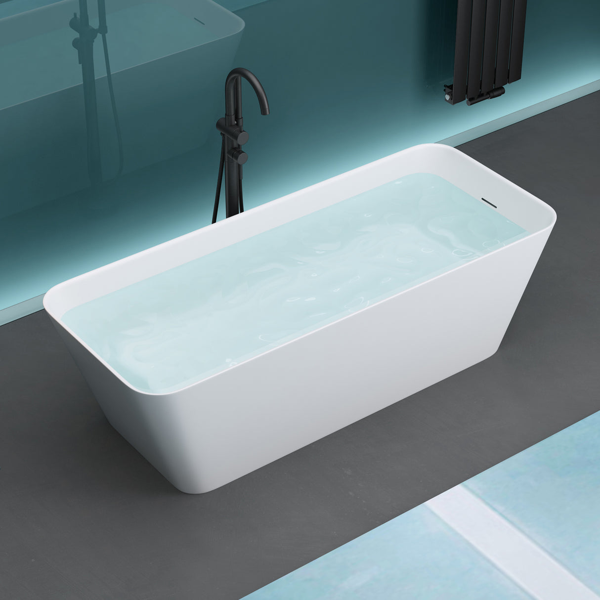 glasvilla Bañera independiente Blanco mate de mineral fundido Bañera de pie incl. sellado Nano