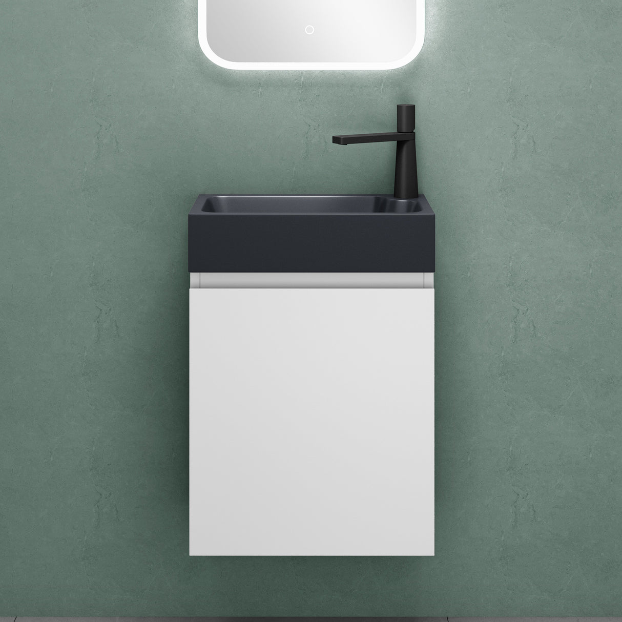 glasvilla Mobile Bagno Sospeso con Lavabo Antracite Opaco Mobiletto da Bagno 46x26x63cm Pisa02