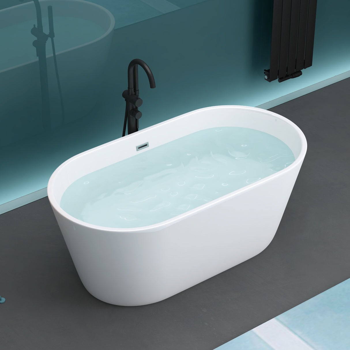 Baignoire îlot ovale en acrylique Glasvilla avec bonde escamotable, blanche, 170 x 75 x 58 cm, Vicenza519