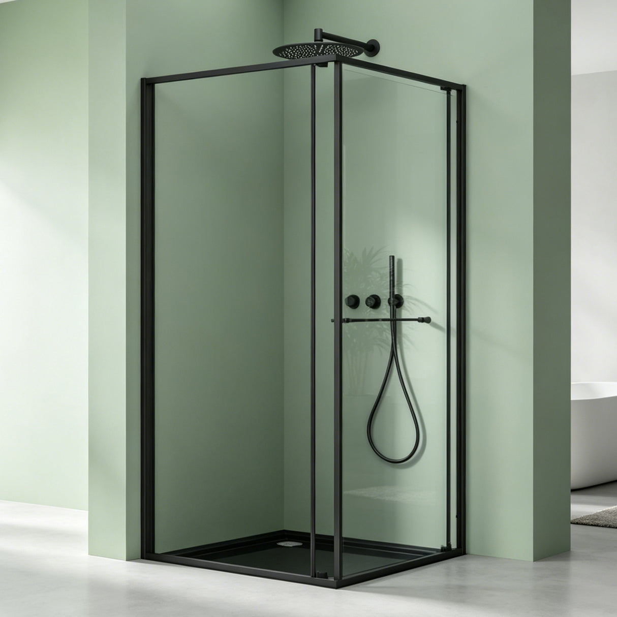 glasvilla Duschkabine Eckeinstieg mit Schiebetür nach innen, Eckdusche Duschabtrennung 195cm Höhe, 6mm ESG-Sicherheitsglas Nano-Beschichtung Ravenna69K