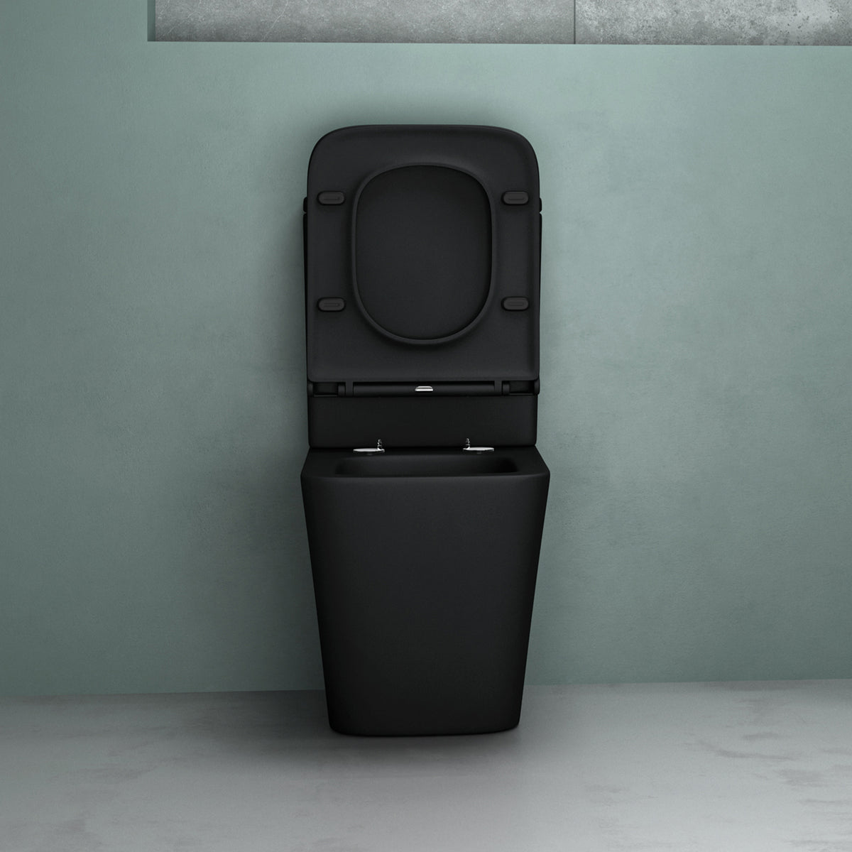 glasvilla Stand WC mit Spülkasten spülrandloses-WC bodenstehende-Toilette aus Keramik, weiß/matt schwarz 36x63x82cm, mit Absenkautomatik inkl. Spülkasten, Stand112T