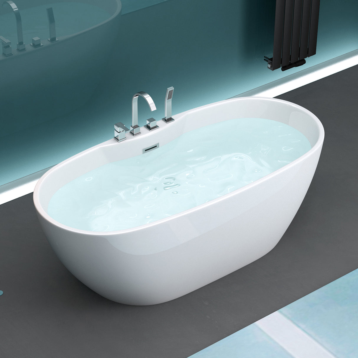 glasvilla Vasca da Bagno Freestanding in Acrilico con Rubinetto, Vasca da Bagno Indipendente
