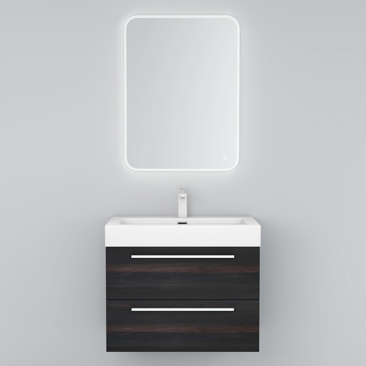 glasvilla Mobile Bagno Sospeso con Lavabo da Marmo Fuso Mobiletto per Bagno con Lavabo Quadratto