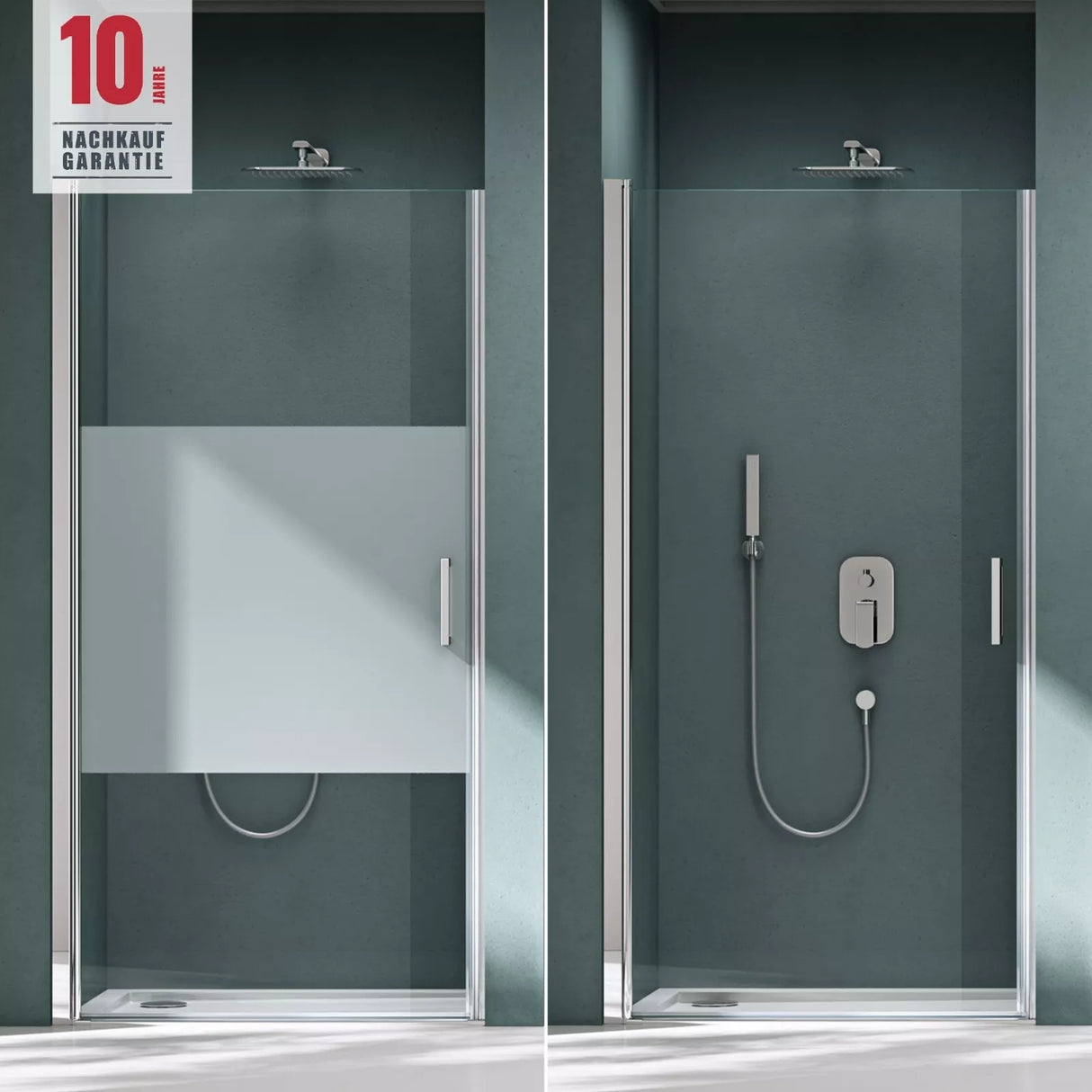 glasvilla Porta Doccia Nicchia in Vetro Trasparente o Strisce Satinato Cabina Doccia in Vetro di Sicurezza ESG Box Doccia con Meccanismo di Sollevamento e Abbassamento Teramo24K+MS D Neu