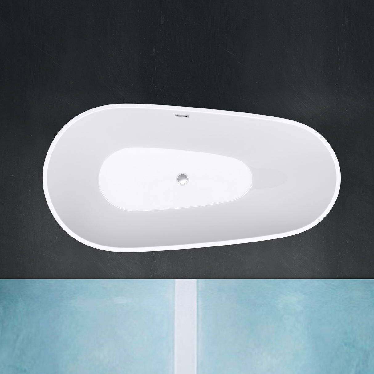 Baignoire îlot ovale en acrylique Glasvilla avec bonde escamotable, blanche, 170 x 75 x 58 cm, Vicenza519