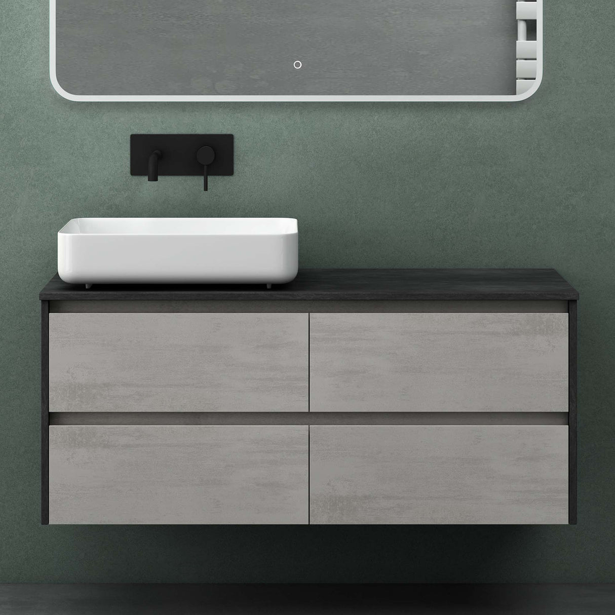 Ensemble de meubles de salle de bain Glasvilla avec meuble sous-vasque à 2 tiroirs et lavabo normal