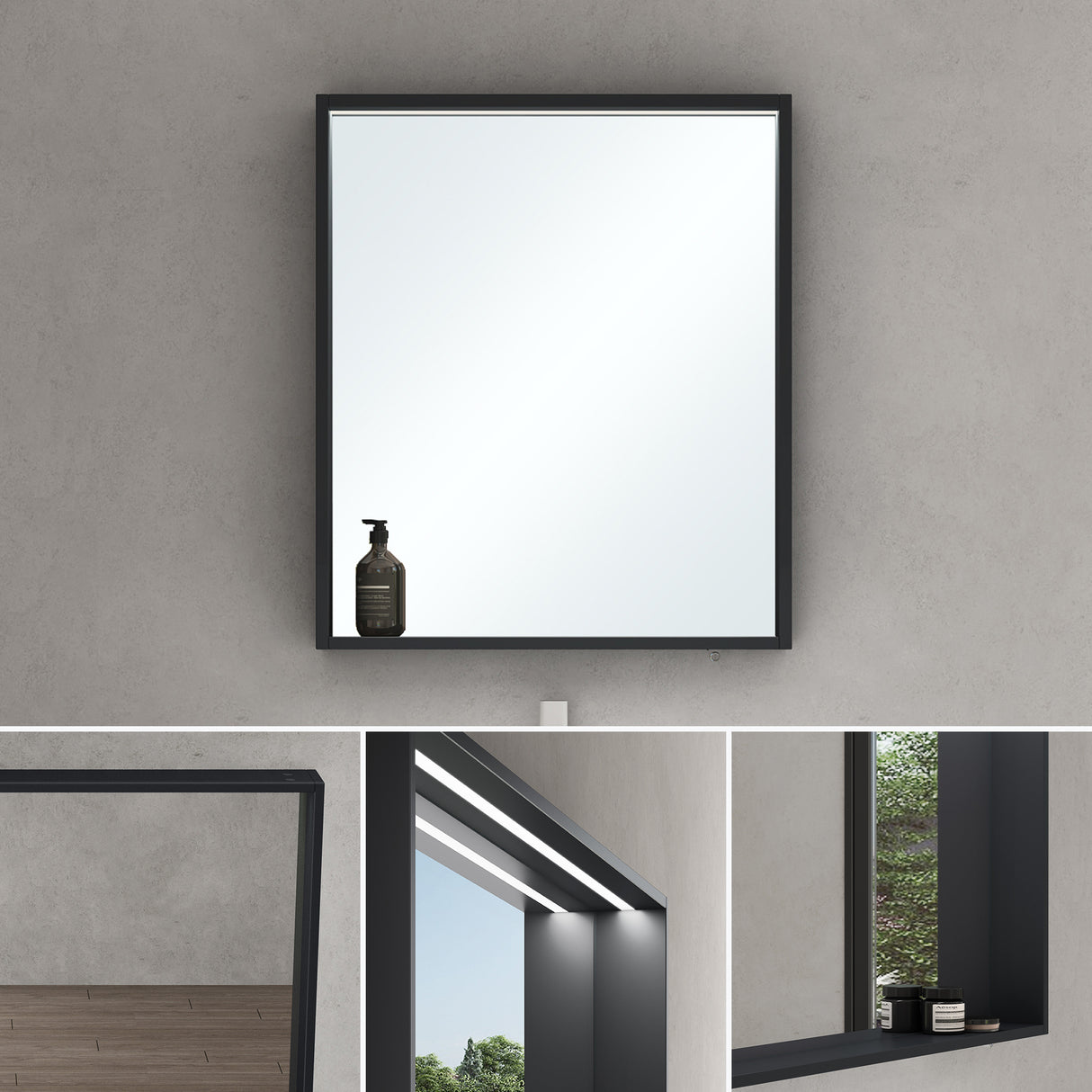 glasvilla Armadietto a Specchio con Luce Specchio con Pensile per Bagno con Luce LED Mobiletto da Bagno con Ante a Specchio Spiegelschrank-01