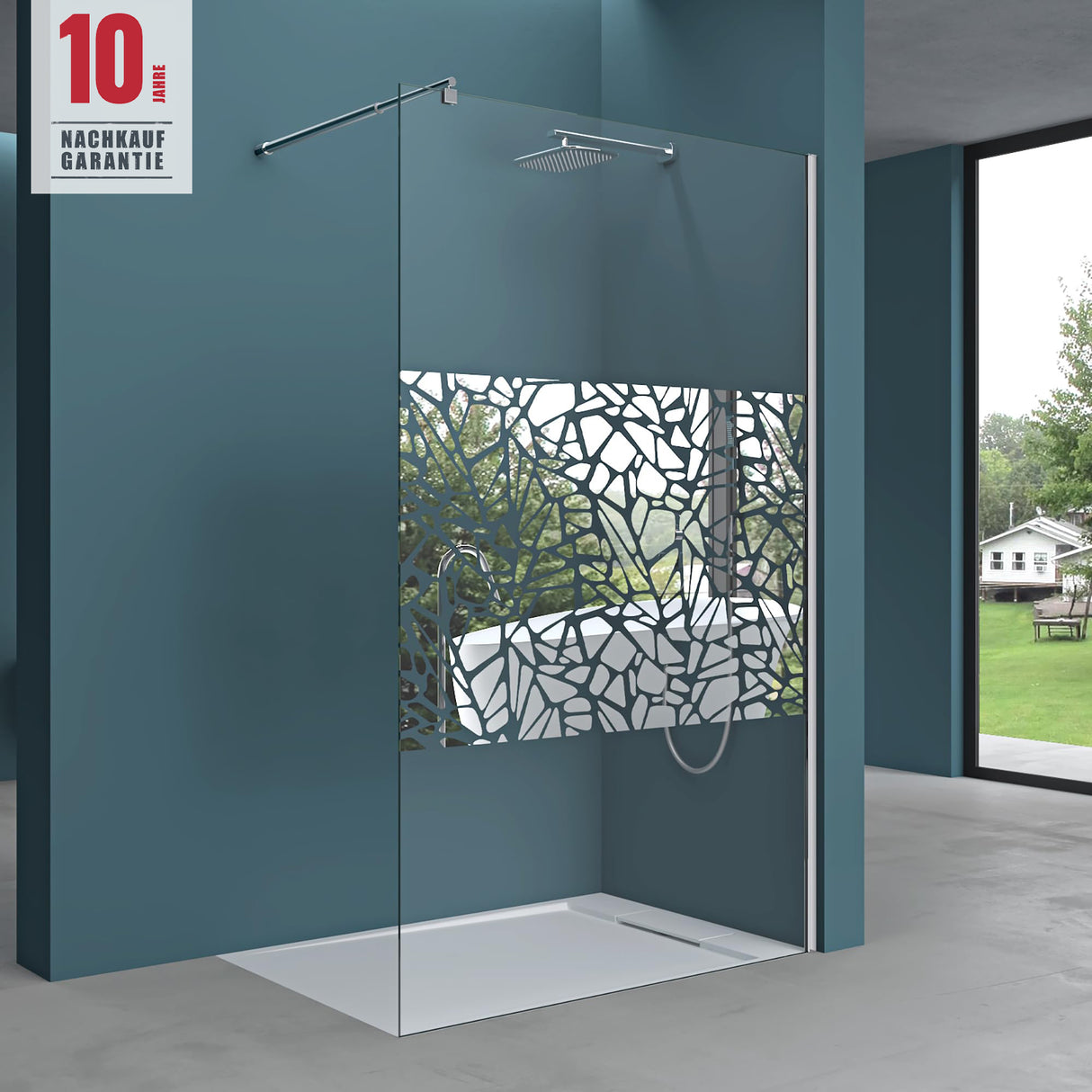 glasvilla Box Doccia Walk-In, Parete Doccia in Vetro 10mm ESG con Braccio di Sostegno e Rivestimento Nano Bremen2BL