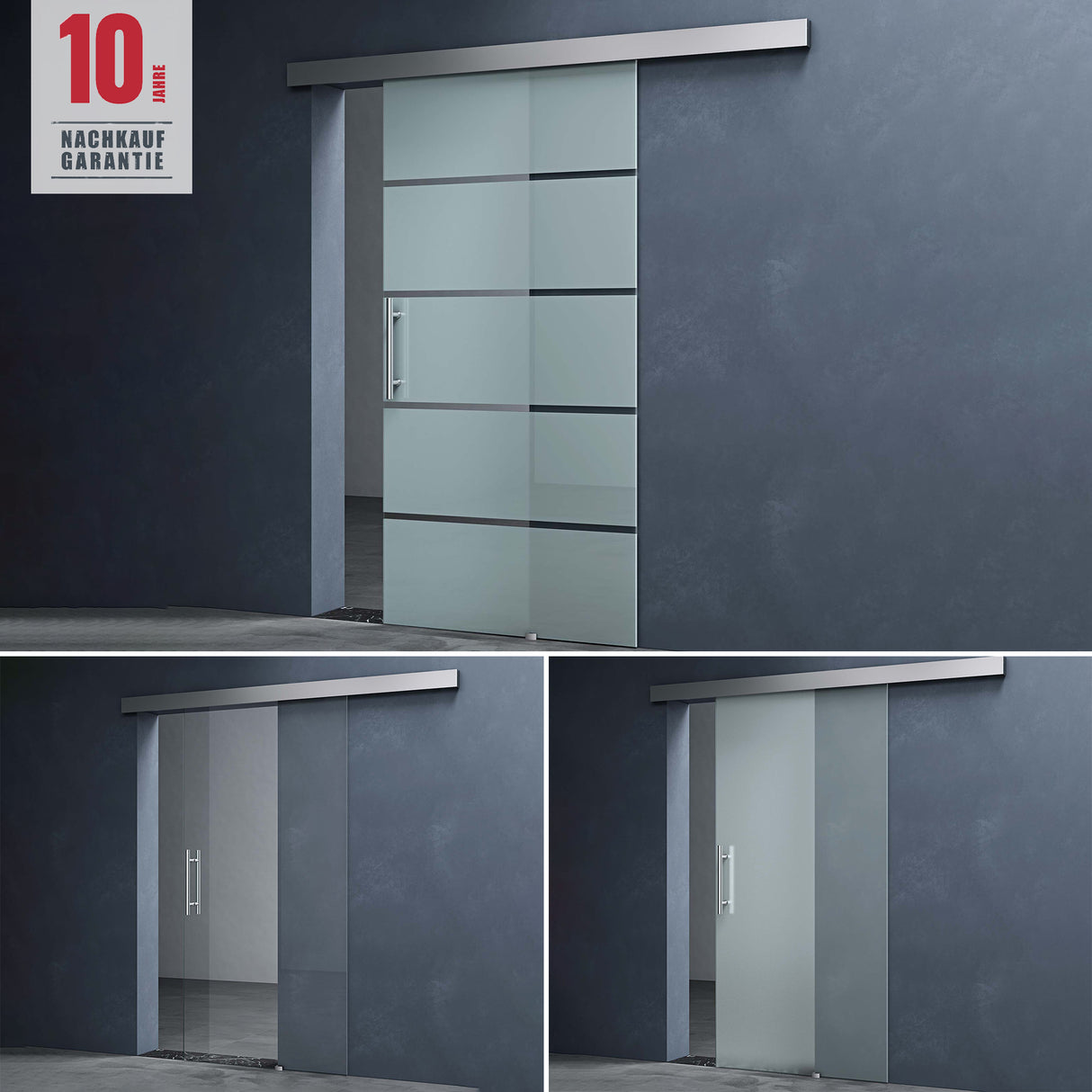 glasvilla Glasschiebetür komplettset Amalfi H: 2150mm, Griffart: Stangengriff, inkl. Softclose-Automatik, 8mm ESG-Sicherheitsglas