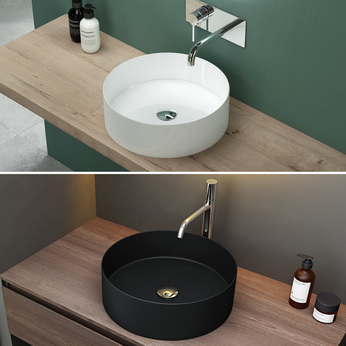 Lavabo Glasvilla, lavabo à poser, lavabo rond en céramique avec nano-revêtement, Bruxelles 203
