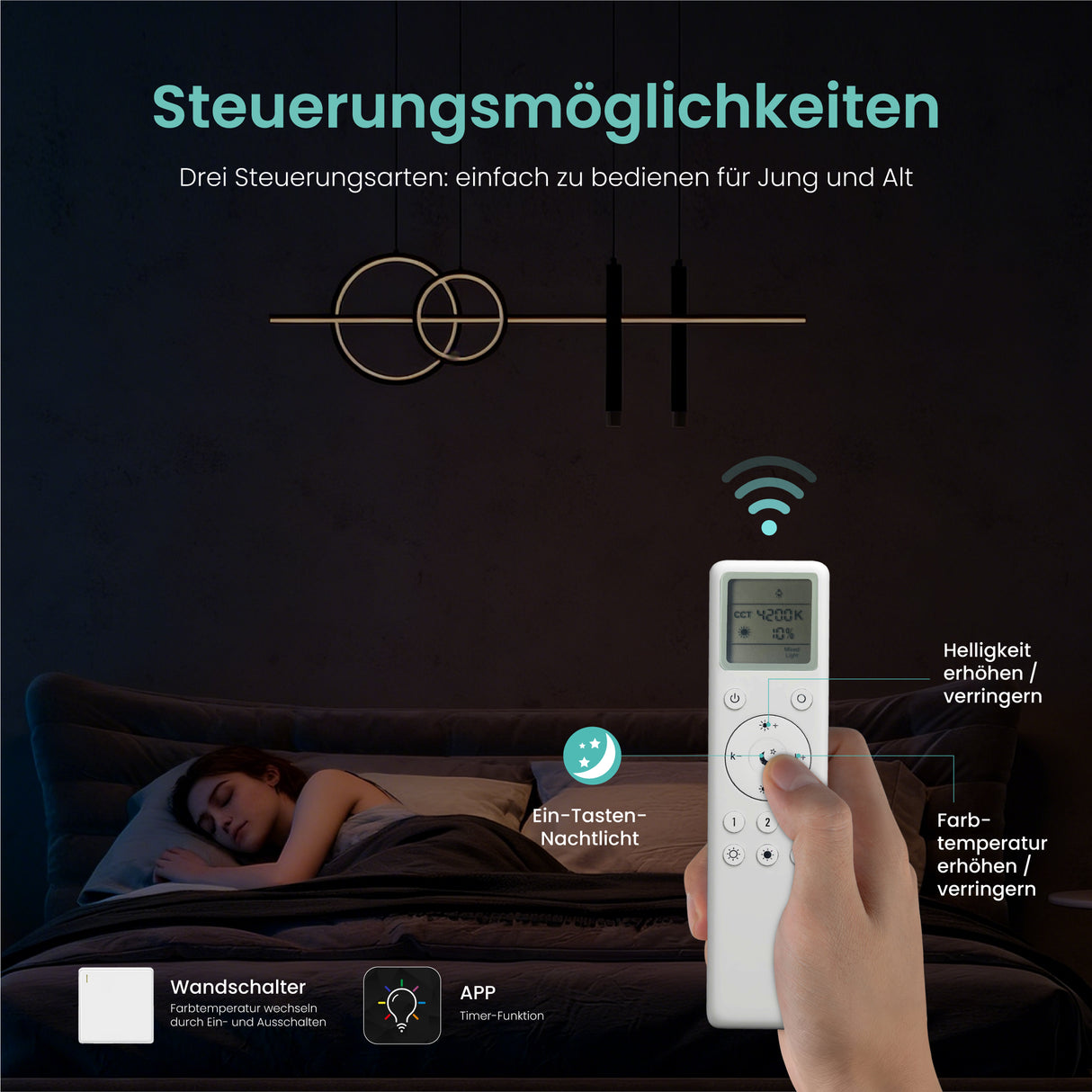 glasvilla Pendelleuchte 100cm LED Hängelampe Linear design 3000K/4200K/6000K Verstellbares Kabel 30W Hängeleuchte Alivetta2256