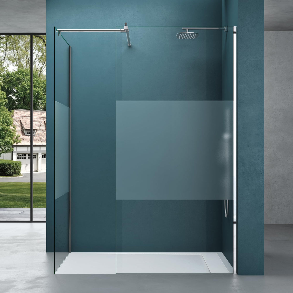 glasvilla Box Doccia Walk-In Due Lati Fissi, Parete Doccia in Vetro Trasparente 8mm di Sicurezza ESG con Rivestimento Nano, Cabina Doccia Bremen01K/MS-T