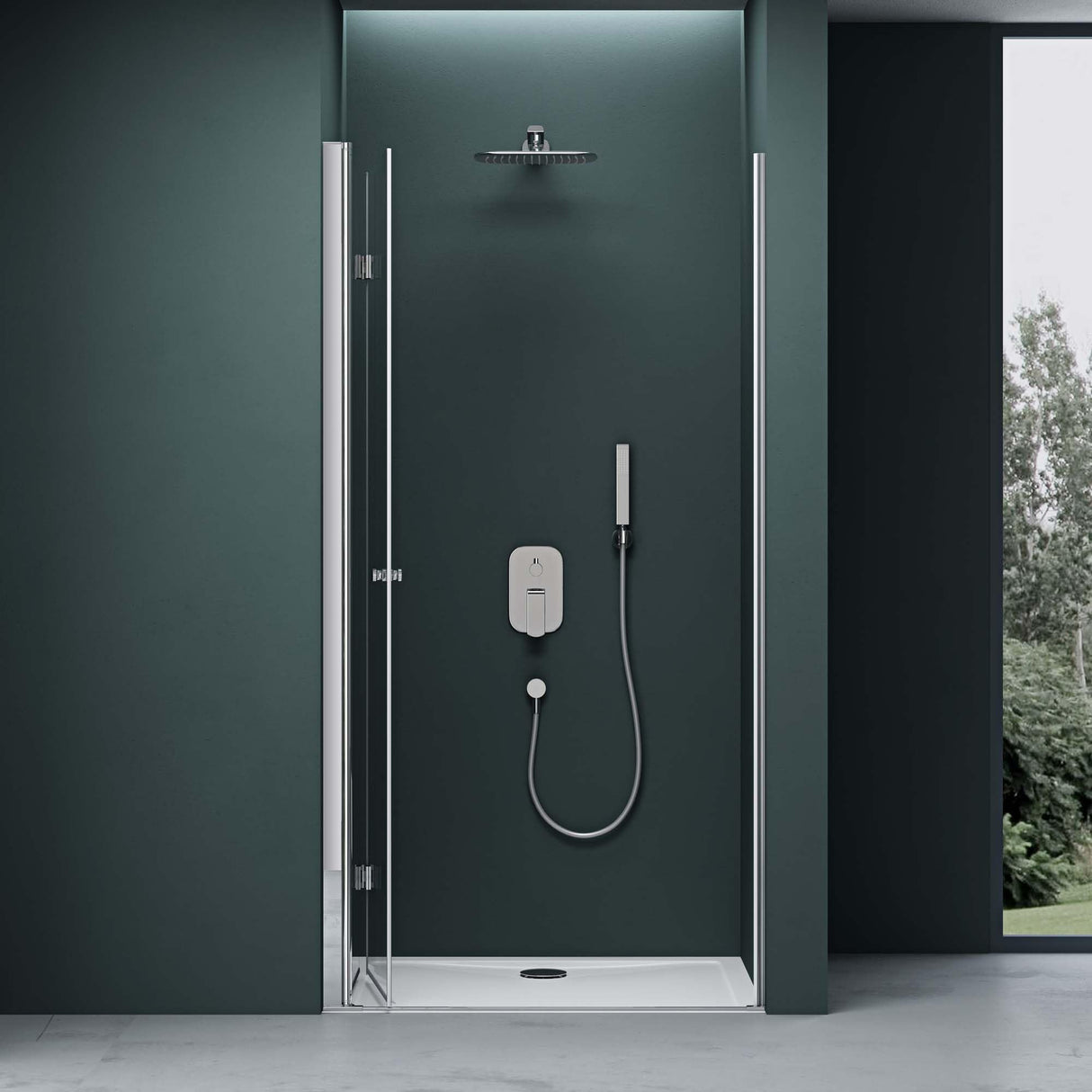 glasvilla Box Doccia a Nicchia in Vetro con Porte Scorrevoli Box Cabina Doccia in Vetro Trasparente e Parzialmente Satinato di Sicurezza ESG con Rivestimento Nano Teramo26K+MS