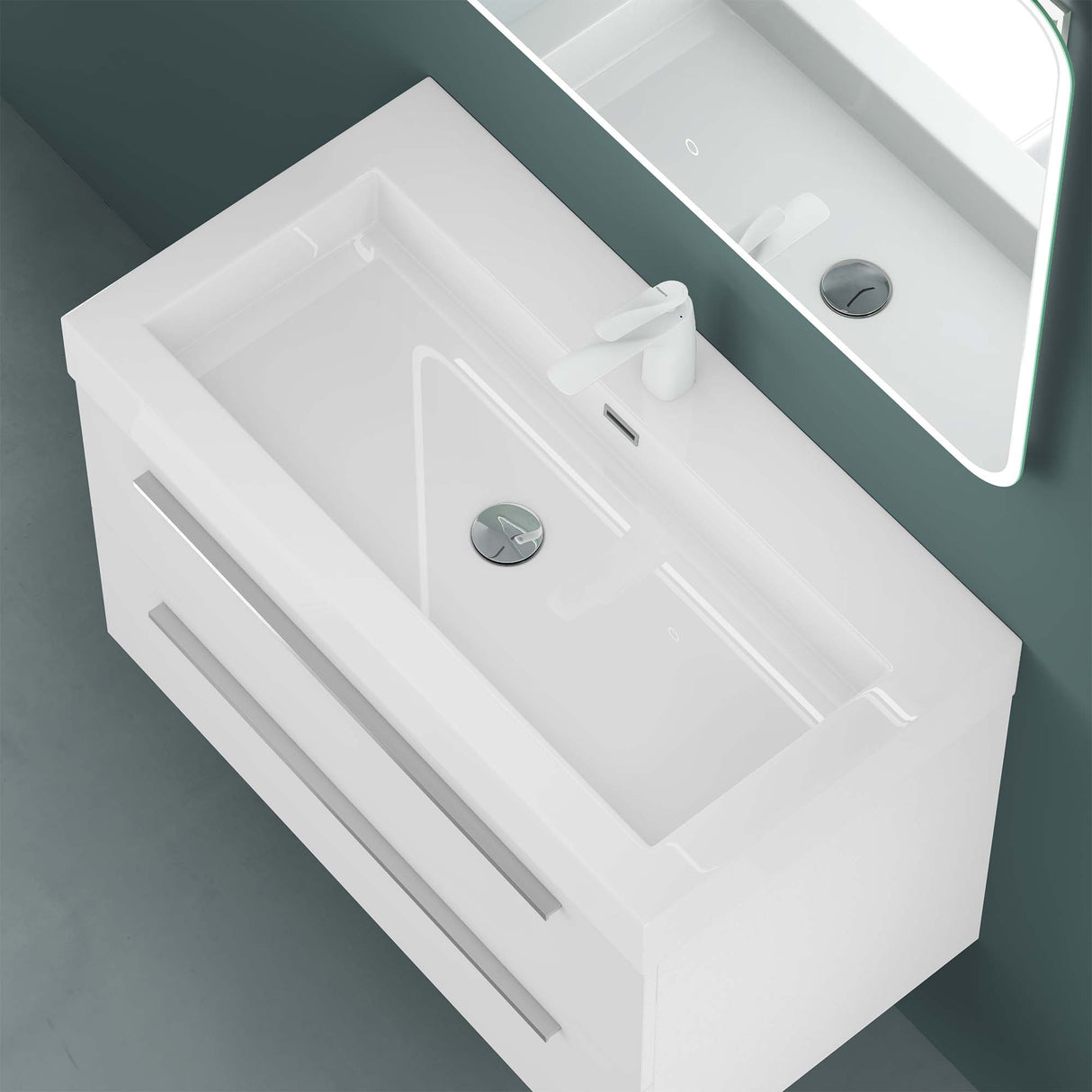 glasvilla Mobile Bagno Sospeso con Lavabo da Marmo Fuso Mobiletto per Bagno con Lavabo Quadratto
