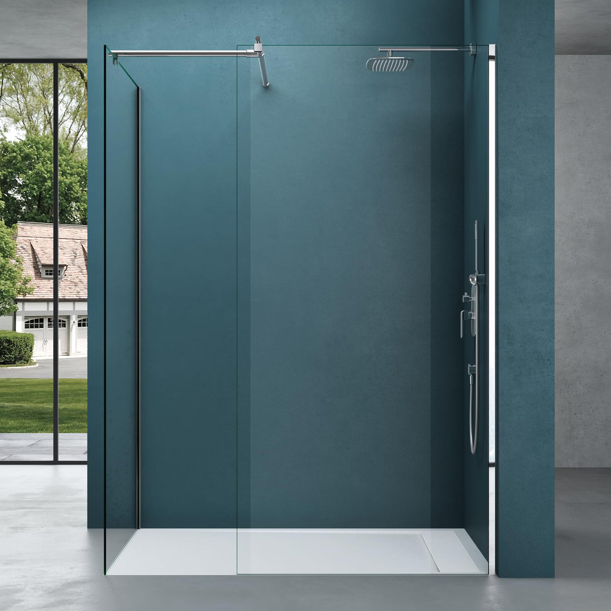 glasvilla Box Doccia Walk-In Due Lati Fissi, Parete Doccia in Vetro Trasparente 8mm di Sicurezza ESG con Rivestimento Nano, Cabina Doccia Bremen01K/MS-T
