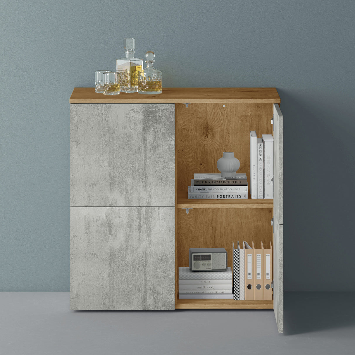 Commode de rangement à 4 portes, buffet, meuble polyvalent, meuble de rangement Glasvilla Schrank04