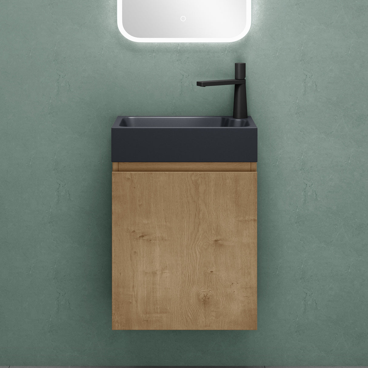 glasvilla Mobile Bagno Sospeso con Lavabo Antracite Opaco Mobiletto da Bagno 46x26x63cm Pisa02
