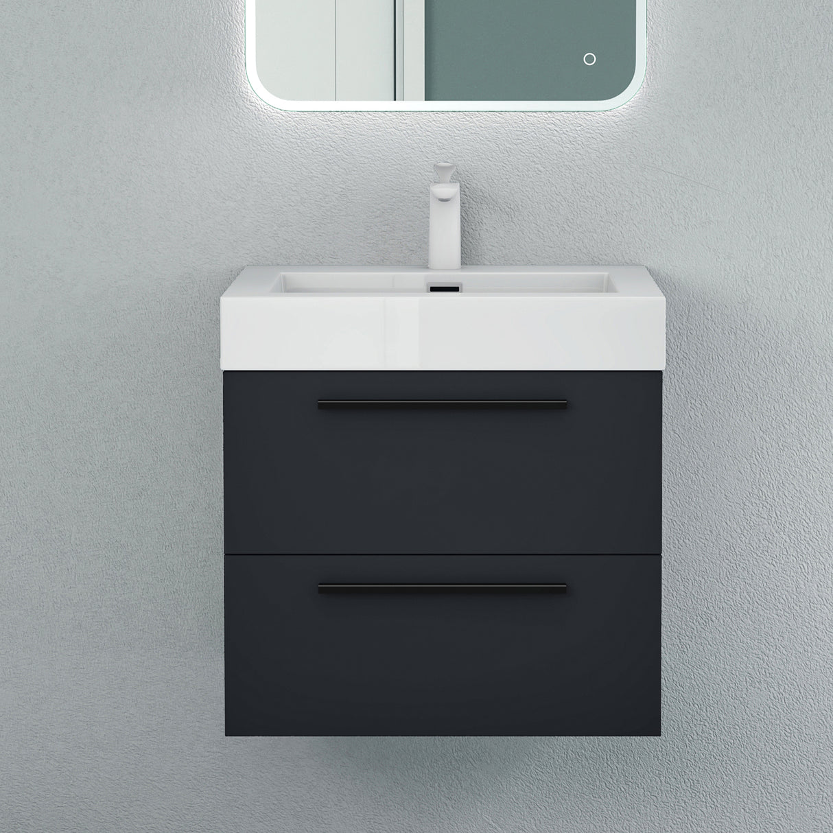 glasvilla Mobile Bagno Sospeso con Lavabo da Marmo Fuso Mobiletto per Bagno con Lavabo Quadratto