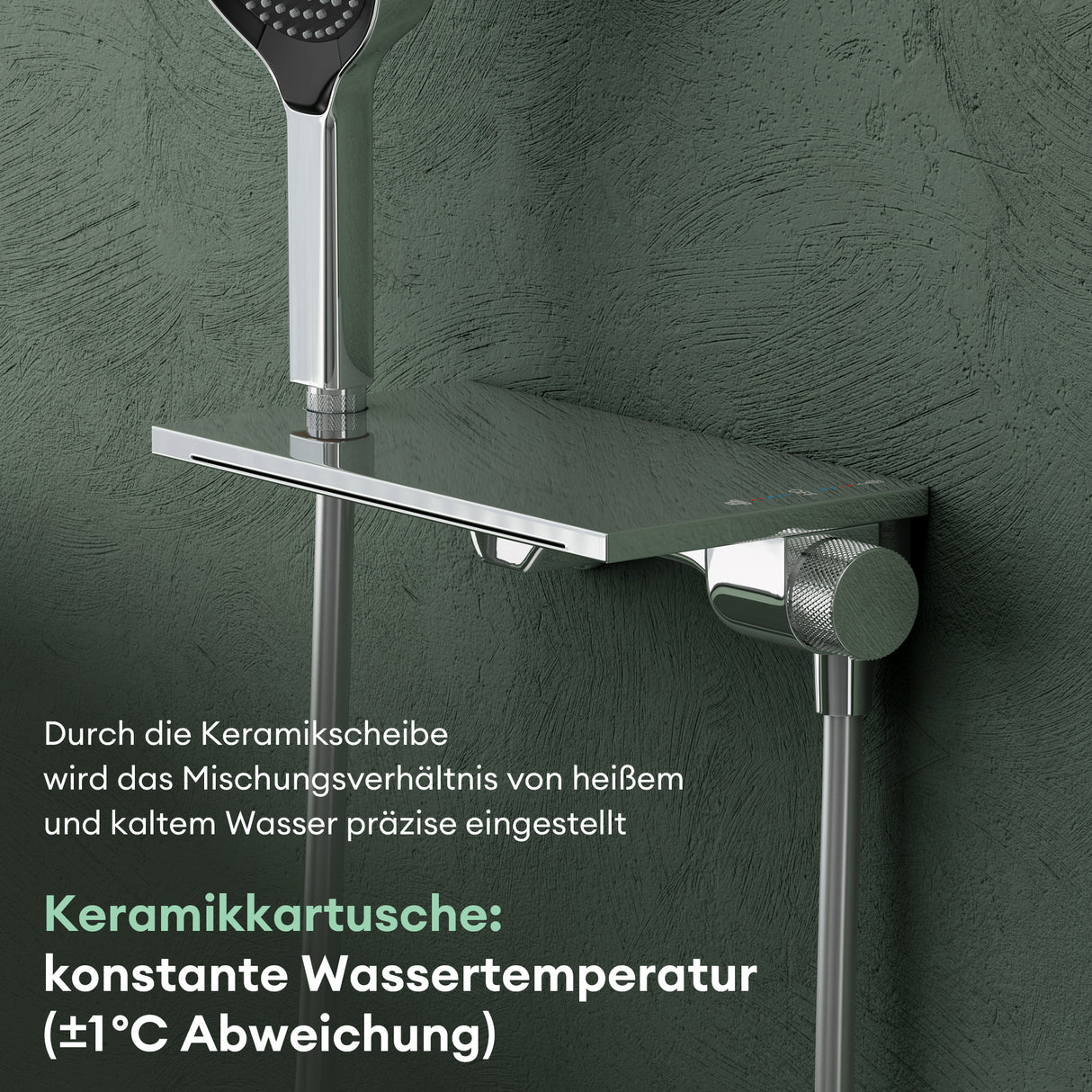 glasvilla Badewannenarmatur mit Handbrause Wasserfall Wannenarmatur Strahlarten Handbrause aus Messing inkl. Brausestange und Brauseschlauch