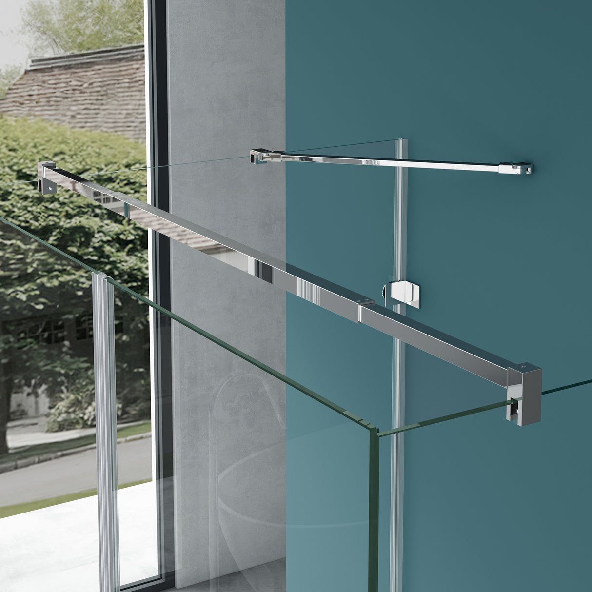 glasvilla Box Doccia a U, Cabina Bagno in Vetro Trasparente 8mm con Porta Girevole Box Cabina Doccia Angolare Ravenna40UK