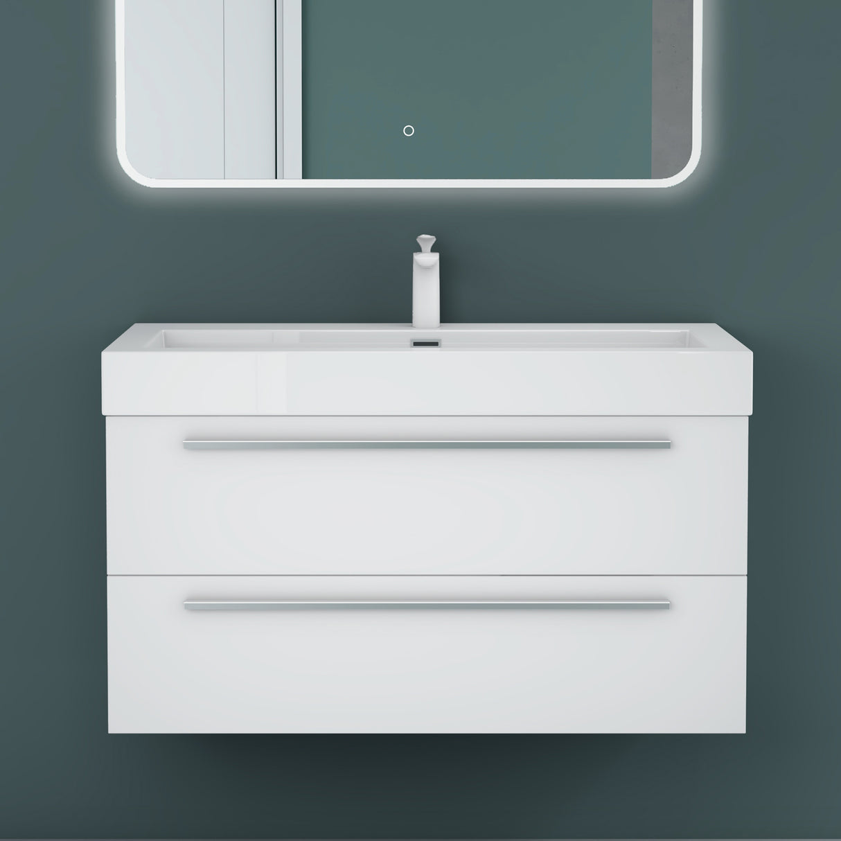 glasvilla Mobile Bagno Sospeso con Lavabo da Marmo Fuso Mobiletto per Bagno con Lavabo Quadratto