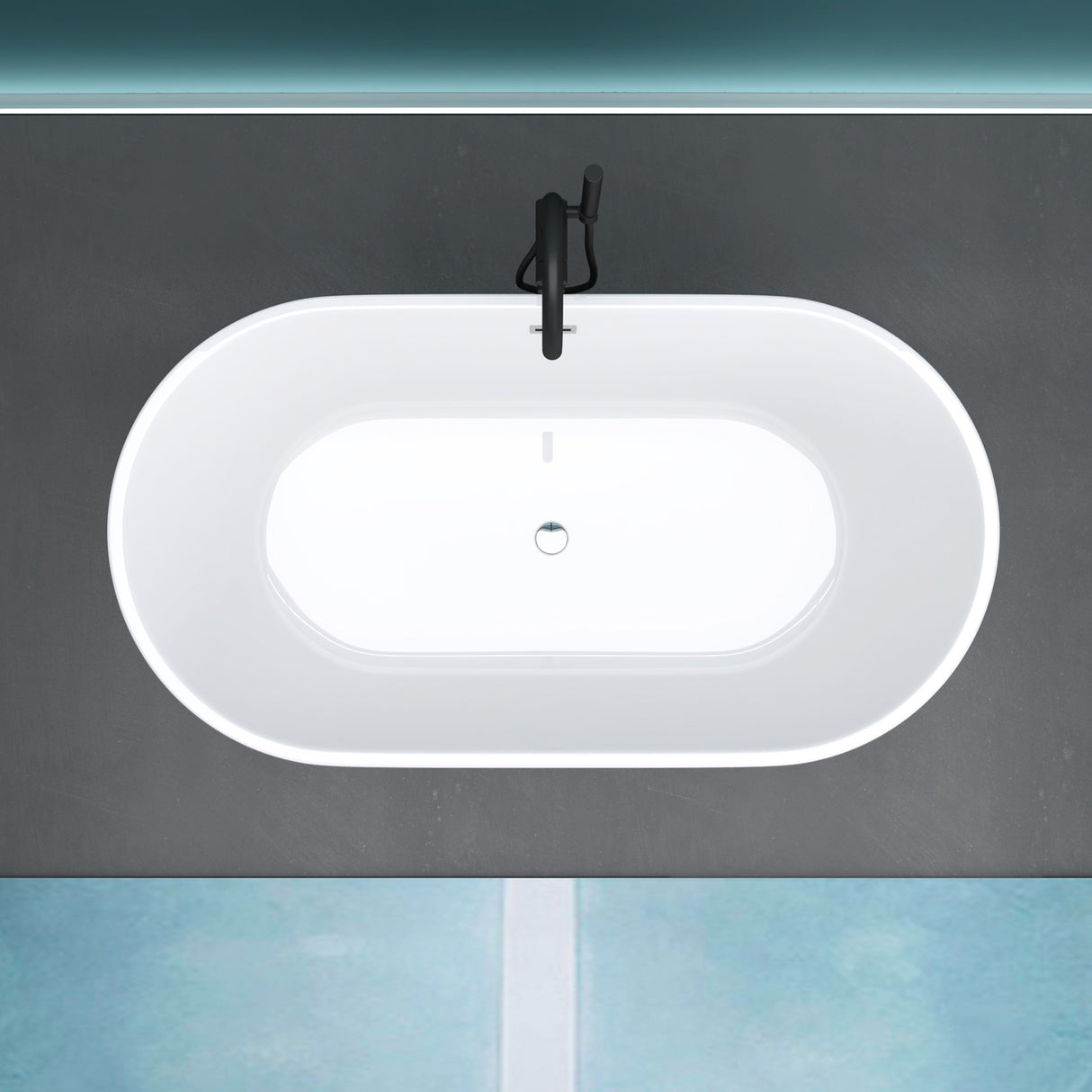 Baignoire îlot ovale en acrylique Glasvilla avec bonde escamotable, blanche, 170 x 75 x 58 cm, Vicenza519