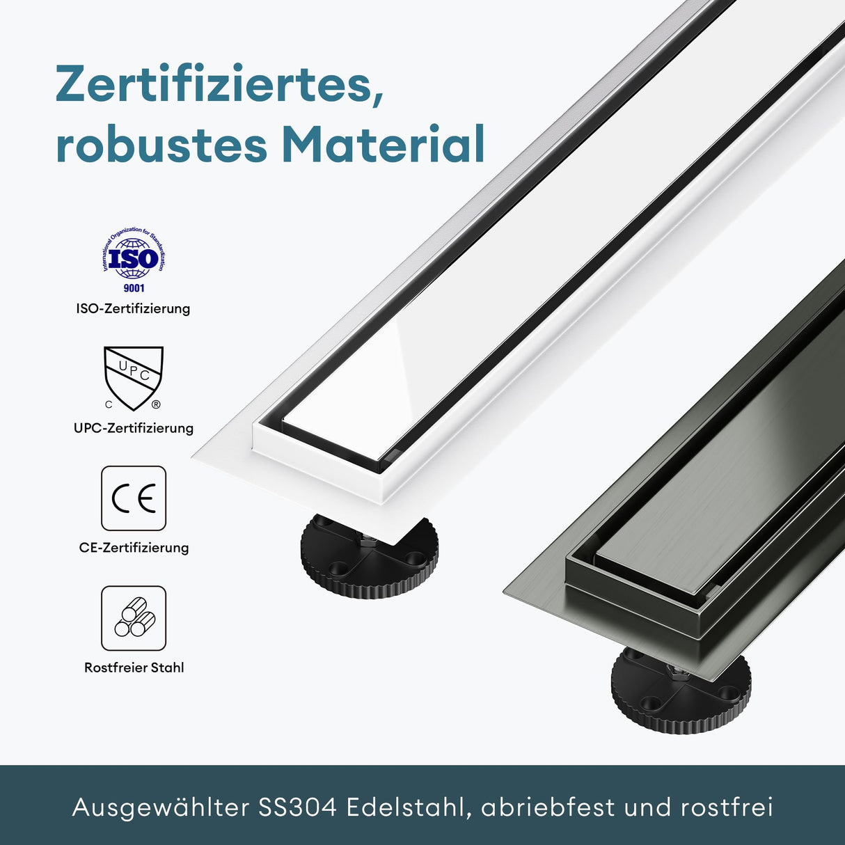 glasvilla Canaletta Scarico in Acciaio Inox per Box Doccia Canalina di Scarico Doccia a Pavimento Piastrellabile con Filtro per Capelli KE110